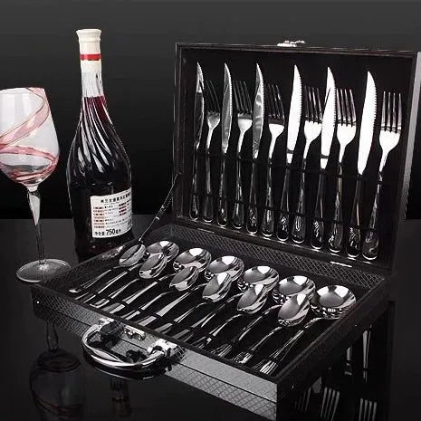 Maleta Premium com divisórias para Faqueiro Inox de 24 peças – perfeita para guardar ou presentear