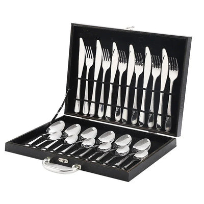 Faqueiro Inox 24 Peças com Banho PVD e Maleta Premium – Elegância e organização para sua mesa
